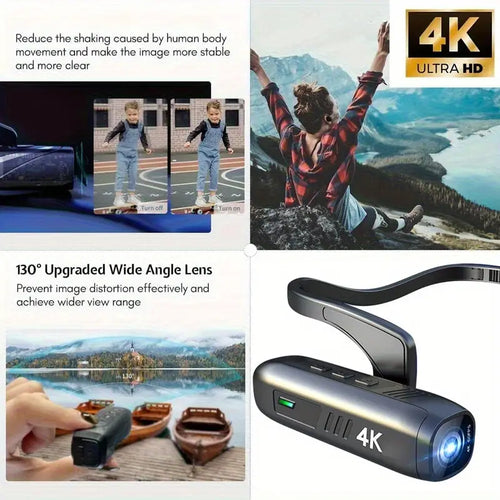 4K 30FPS Action Camera, 120 Wide Angle Lens, Image Stabilization, Manual Controls, Gray and Black